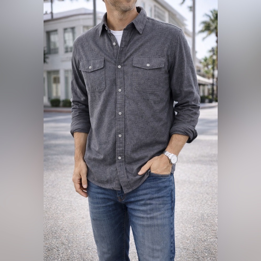 NWT Grizzly Mountain Double Brushed Chamois Button Up Shirt Men's Size XXL Gray